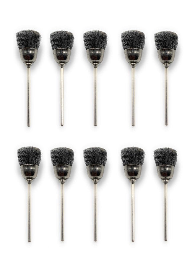 Aone Steel Wire Cup End Brush 10pcs for Satin/Brushed Finish, Rust Removal & Cleaning for Dremel Rotary Tool, Micro Hand Motor, Polishing Motor for Jewellery Making, Watchmaking, Model Making - Image 1